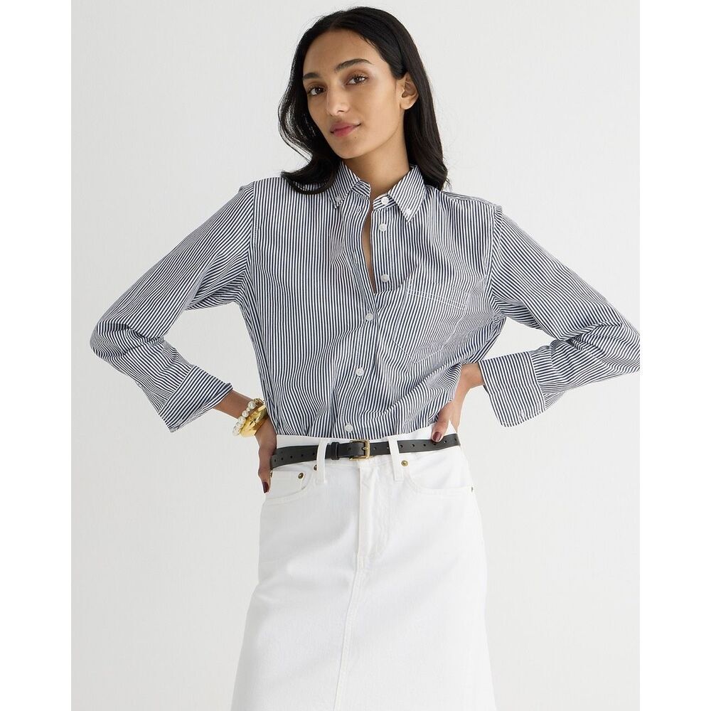 J. Crew classic-fit striped poplin Sz 6 100% cotton Business casual #778